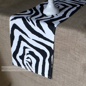 Zebra Table Runner Black and White Zoo Animal Party Decor Safari African Centerpiece Jungle Theme Birthday Decoration Linens