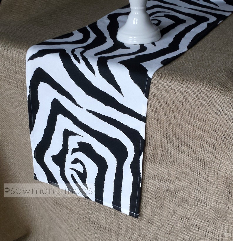 Zebra Print Table Runner Black And White Animal Pattern Safari Etsy