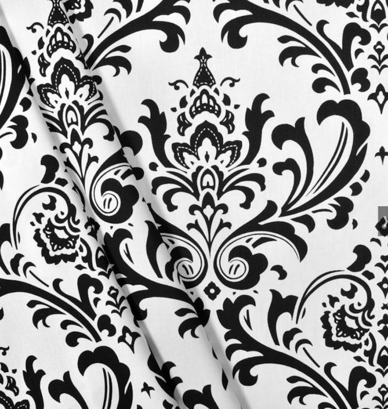 Black and White Table Runner Floral Damask Runner Decor Table Etsy