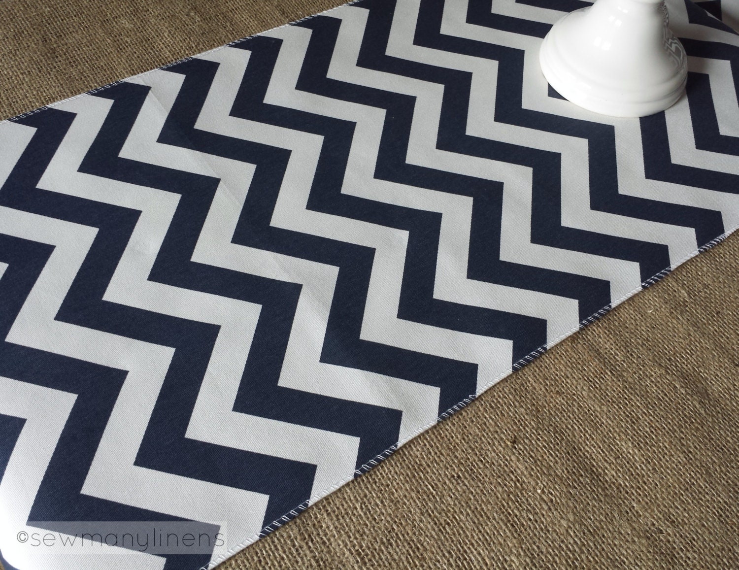 Navy Blue Table Runner Chevron Stripe Zig Zag Home Decor Etsy
