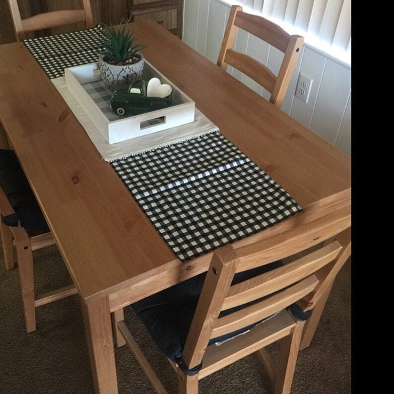 Black Plaid Table Runner Gingham Check Runner Country Farmhouse Kitchen Decor Table Centerpiece Dining Room Linens Rustic Home Decor
