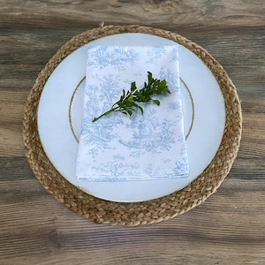 Hellblaue Toile Servietten Französisch Kolonial Wohnkultur Tuch Serviette Set Esszimmer Tisch Dekoration Bettwäsche Baby Boy Dusche Tischdekoration