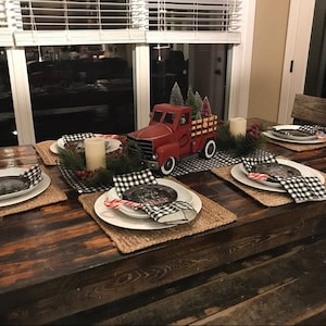 Black Plaid Napkins Gingham Check Napkin Set Farmhouse Kitchen Decor Dining Room Black and White Table Linens Cloth Fabric Centerpiece