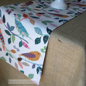 Bird Table Runner Colorful Table Runner Vintage Eclectic Chic Home Decor Dining Room Centerpiece Kitchen Linens Garden Leaf Dresser Scarf