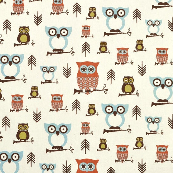 Owl Curtains Orange Blue Brown Curtain Panels Window Treatments Nursery Curtains Children S Play Bedroom Drapes Bird Animal Decor