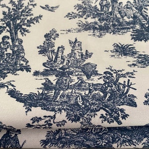 Dark Blue Toile Curtains Colonial Classic Home Decor Window Treatments Custom Drapery Panels Navy Toile Valance Living Room Dining Room