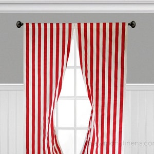 Red and White Striped Curtains Window Treatments Carnival Canopy Curtain Panels Custom Drapes Kitchen Kids Room Play Room Drapery Valance