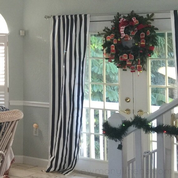 Navy Blue Curtains Stripe Curtain Panels Nautical Modern Home Etsy