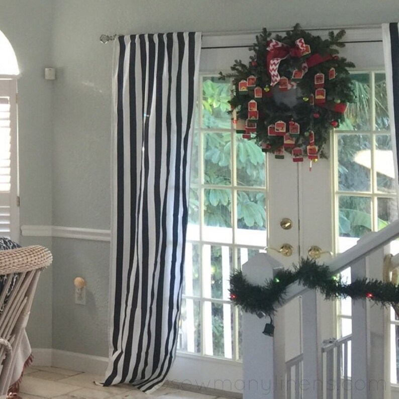 Navy Blue Nautical Curtains Modern Home Decor Nursery Living Etsy