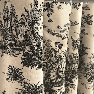 Toile Fabric By the Yard French Colonial Home Decor Pink Blue Black & White Medium Upholstery Grade Cotton Sewing Craft Supplies image 13