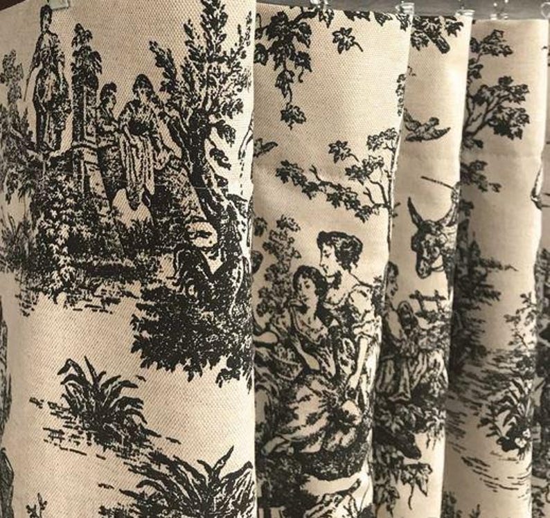 Toile Fabric By the Yard French Colonial Home Decor Pink Blue Black & White Medium Upholstery Grade Cotton Sewing Craft Supplies image 13