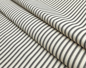 Black and Ivory Ticking Stripe Curtain Panels Valance Curtains Window Treatments Panels Shade Country Farmhouse Kitchen Cafe Curtains
