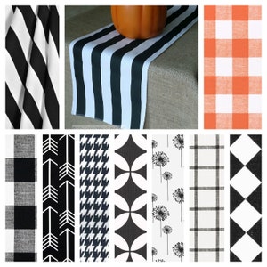 Halloween Table Runner Fall Home Decor Table Decoration Centerpiece Dining Room Kitchen Buffet Linens Black Orange Trick or Treat