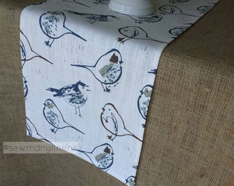 Bird Print Table Runner Blue Toile Country Kitchen Table Linens Home Decor Bird Table Centerpiece Farmhouse Linens Nature Outdoor Living