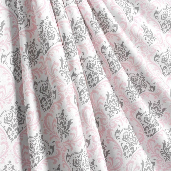 Pink Nursery Curtains Light Pink And Gray Curtain Panels Baby Etsy
