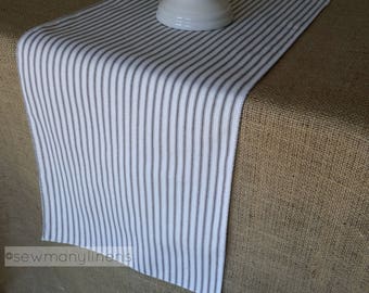 Black and White Ticking Stripe Table Runner Farmhouse Linens Kitchen Dining Room Home Decor Vintage Mattress Ticking Decor Dresser Topper