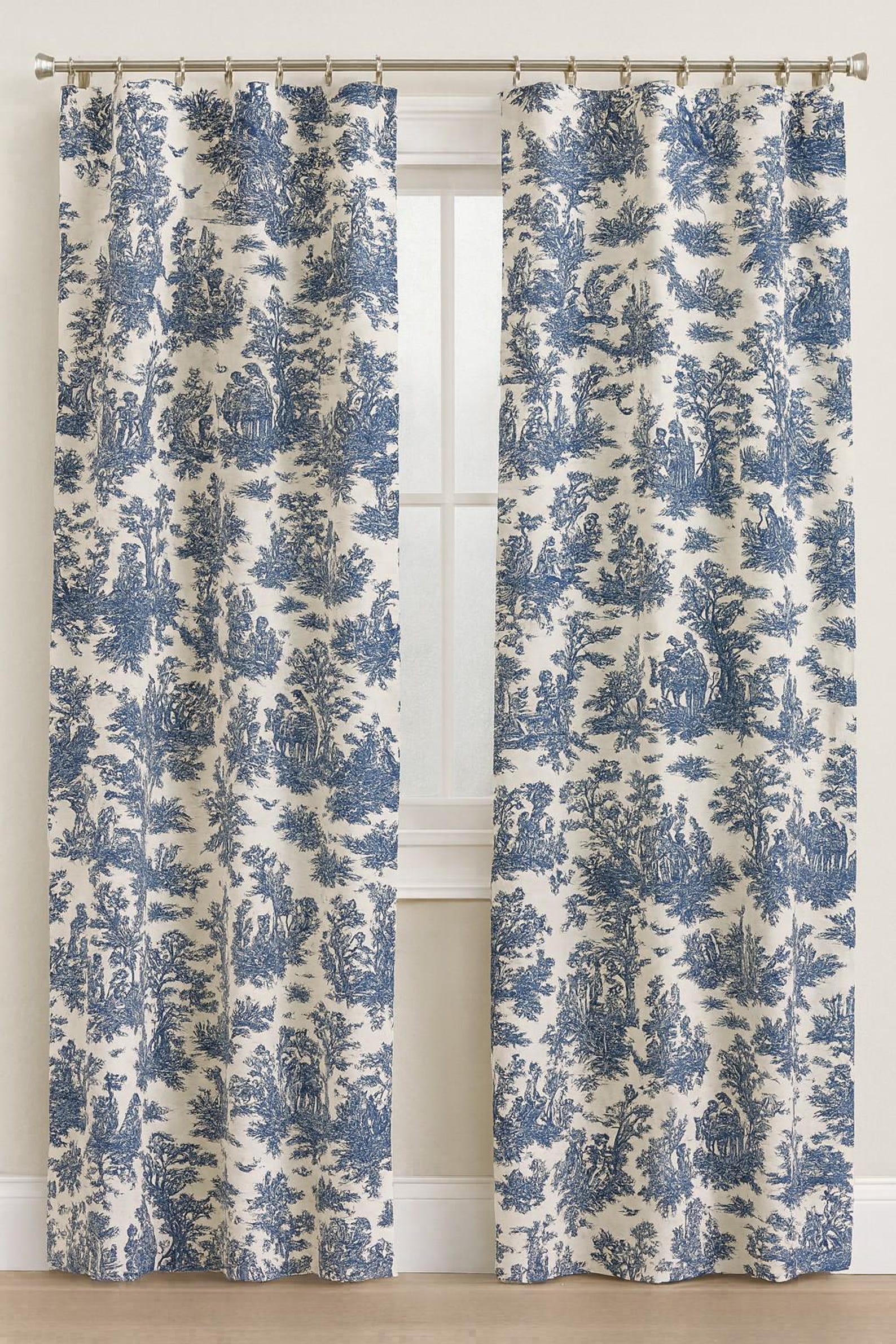 Dark Blue Toile Curtains French Colonial Home Decor Window Treatments