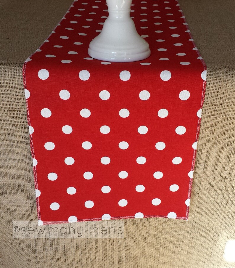 Red Polka Dot Table Runner Dining Room Home Decor Linens Etsy