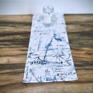 Maritimer Tischläufer Marineblau Tischläufer Nautische Wohnkultur Küsten Wohnen Anker Schiff Ozean Dekor Strand Haus Tischdekoration