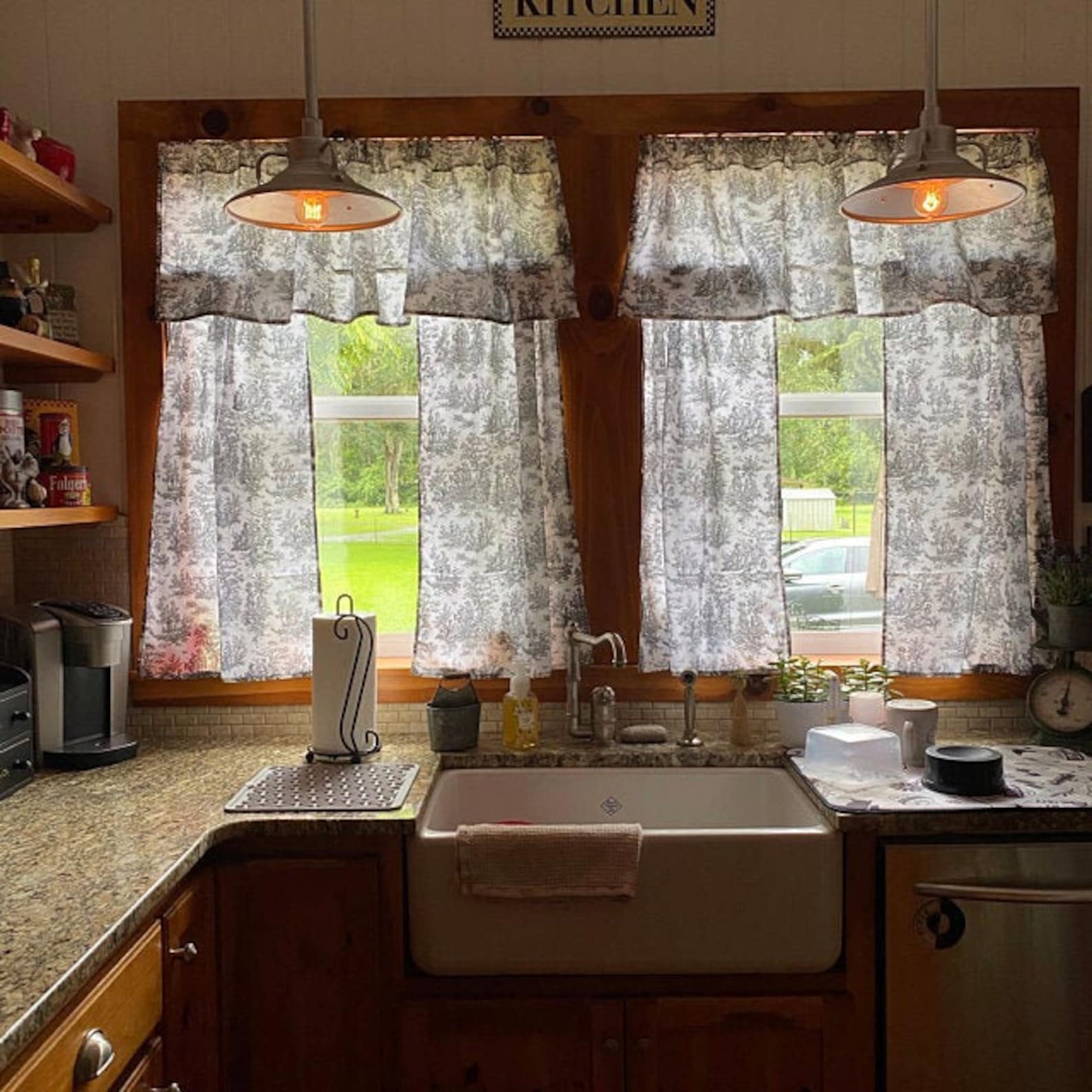 Pink Toile Curtains Colonial Classic Home Decor Window Etsy