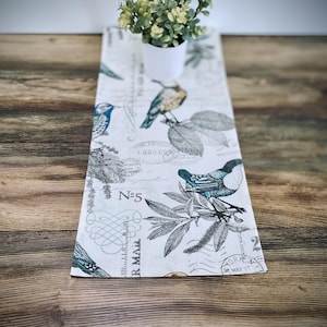 Vintage Vogel Tischläufer Natur Rustikal Wohnkultur Türkis Grau Herzstück Küche Esszimmer Bettwäsche Benutzerdefinierte Gartenliebhaber Housewarming Geschenk