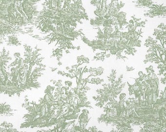 Sage Green Toile Curtains French Colonial Home Decor Window Treatments Custom Drapery Valance Dining Living Room Decor Valance Shade