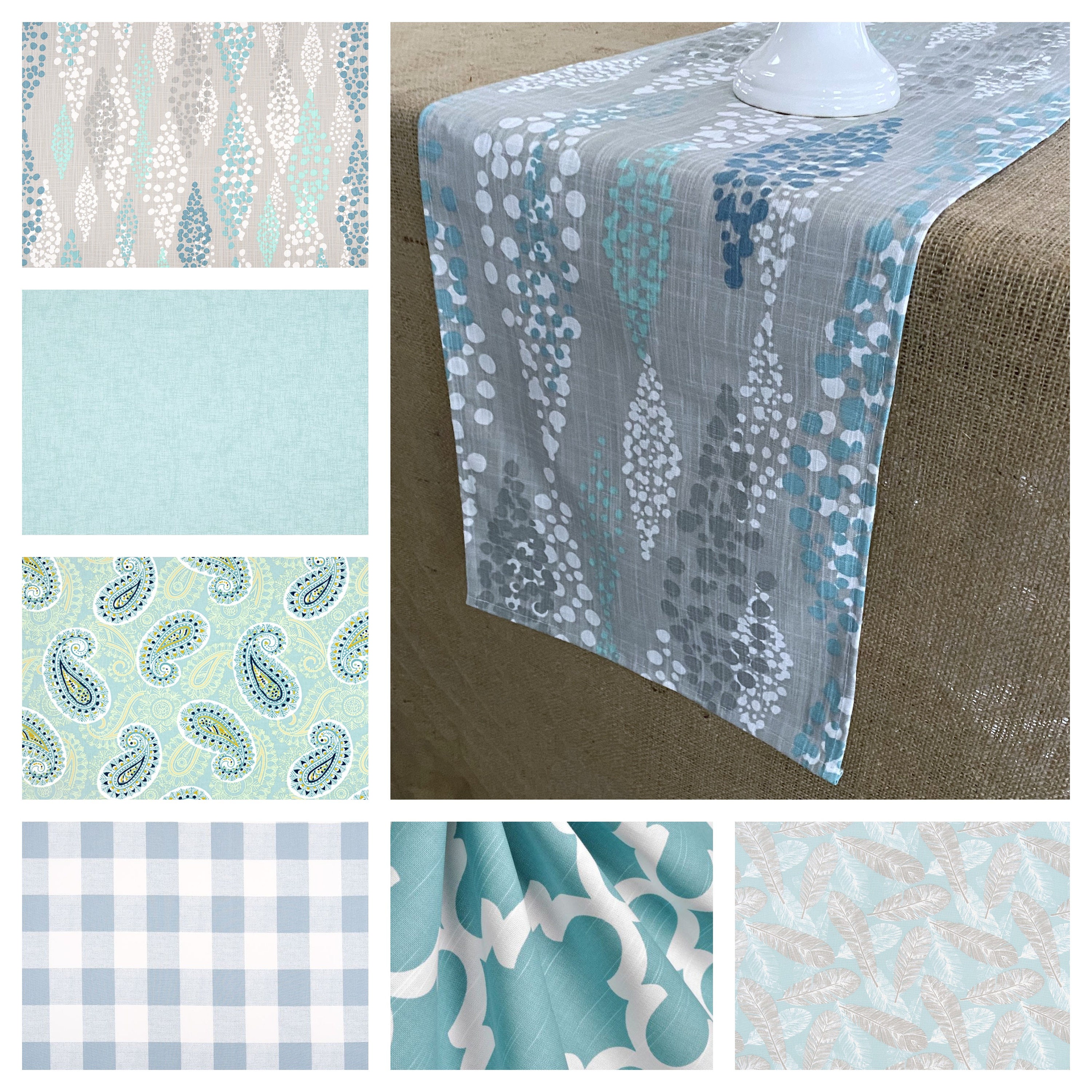 Blue Table Runner Aqua Spa Blue Runner Table Centerpiece Etsy