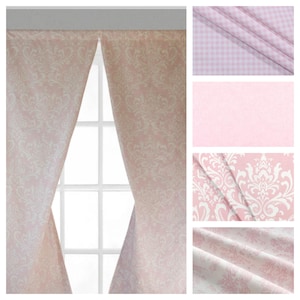 Light Pink Curtain Panels Baby Girl Nursery Curtains Plaid Toile Floral Home Decor Valance Window  Treatments Shade Custom Drapery