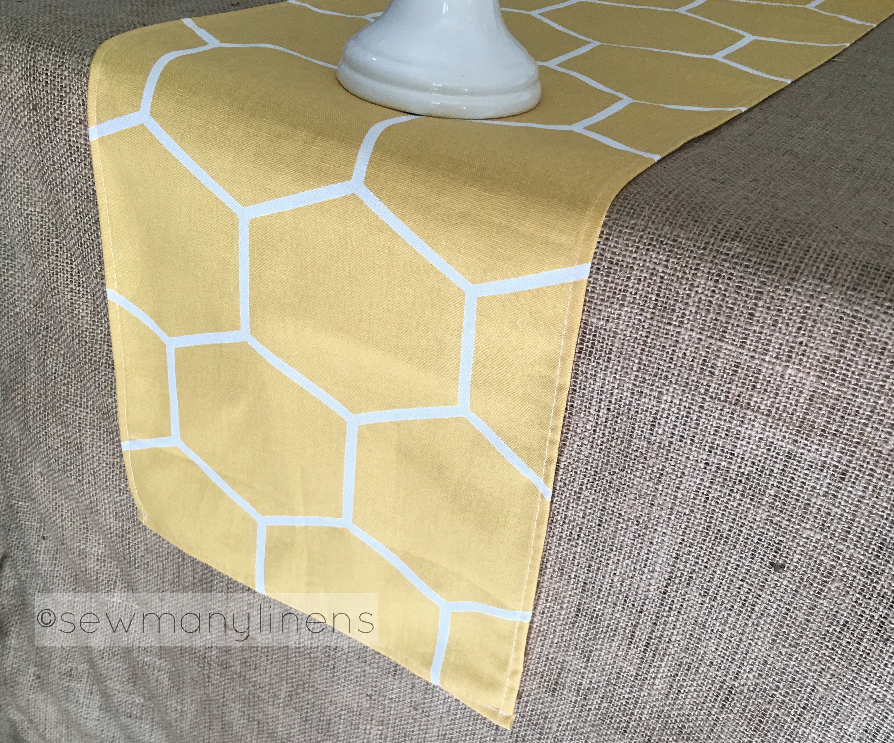 Yellow Table Runner Honeycomb Pattern Runner Home Decor Dining Table …