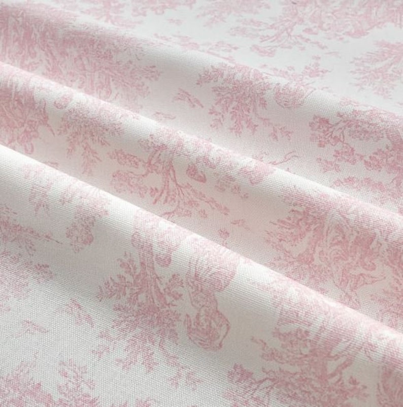 Baby Pink Curtains Window Treatments Drapery Light Blush Pink Girl Nursery Decor Curtain Panels Floral Stripe Toile Drapes Valance Shade