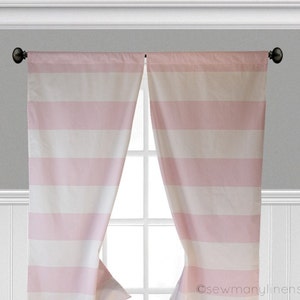 Pink Stripe Curtains Horizontal Wide Stripe Curtain Panels Window Treatments Baby Girl Pink Nursery Curtains Children&#39;s Play Room Home Decor