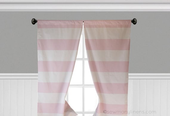 Pink Stripe Curtains Horizontal Wide Stripe Curtain Panels Etsy