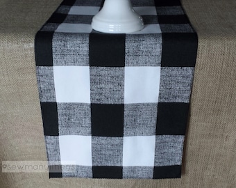 wedding linens table scarf made to order custom lengths and colors Table runner with hand stenciled plaid pattern