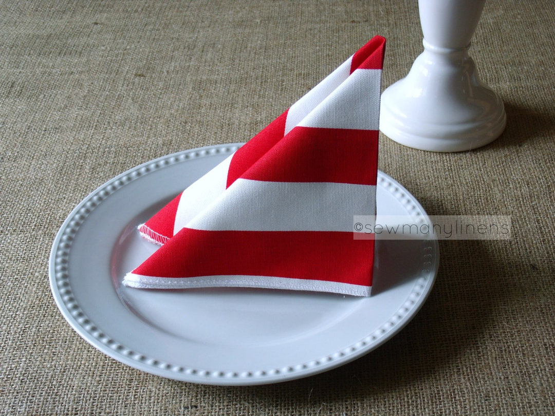 Red and White Stripe Napkin Set Table Linens Party Decor Table