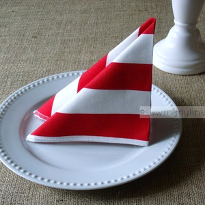 Red and White Stripe Napkin Set Table Linens Party Decor Table Centerpiece Dining Room Kitchen Decor Classic Red Stripe Napkins