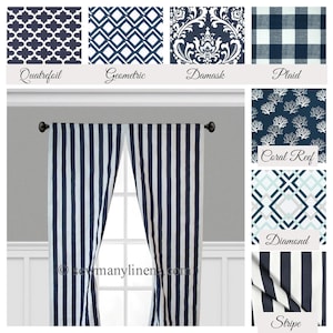 Navy Indigo Blue Curtains Window Treatments Dark Blue Curtain Panels Custom Size Drapery Window Shade Bedroom Living Room Drapes