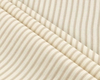Ivory Ticking Stripe Curtain Panels Cream Beige Stripe Curtains Window Treatments Kitchen Farmhouse Rustic Drapery Custom Cafe Valance