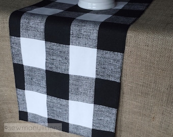 Black Plaid Buffalo Check Table Runner Centerpiece Gingham Check Table Linens Dining Room Home Decor Rustic Country Farmhouse Linens