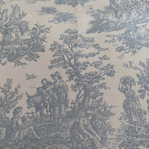 Light Blue Toile Fabric Etsy