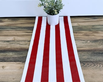Red & White Stripe Table Runner Carnival Birthday Centerpiece Circus Theme Party Kitchen Dining Room Linens Home Decor