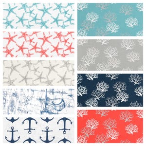 Nautical Fabric By the Yard Coastal Living Home Decor Fabric Medium Weight Upholstery Cotton Sewing Craft Supplies Beach House Decor