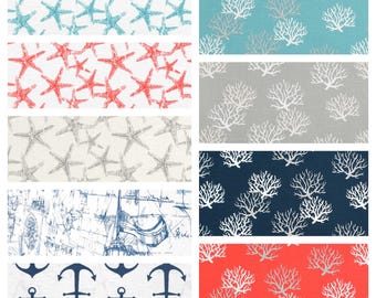 Nautical Fabric By the Yard Coastal Living Home Decor Fabric Medium Weight Upholstery Cotton Sewing Craft Supplies Beach House Decor