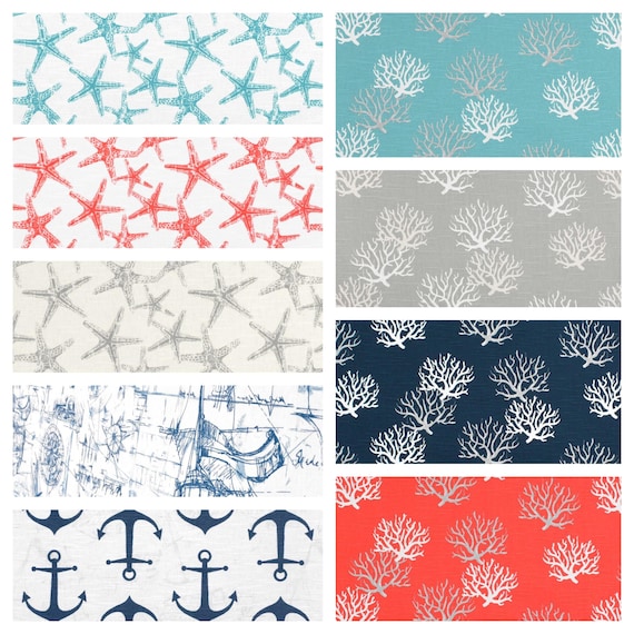 Nautical Fabric By the Yard Coastal Living Home Decor Fabric Medium Weight Upholstery Cotton Sewing Craft Supplies Beach House Decor