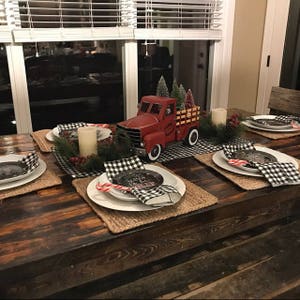 Black Plaid Table Runner Gingham Check Runner Country Farmhouse Kitchen Decor Table Centerpiece Dining Room Linens Rustic Home Decor