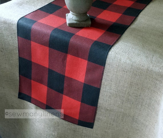 Red And Black Plaid Table Runner Buffalo Check Table Decor Lumberjack Country Cabin Home Decor Table Linens Dining Room Kitchen Decor