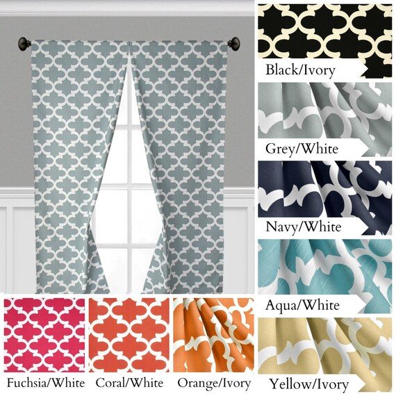 Quatrefoil Curtains Lattice Trellis Window Treatments Navy Quatrefoil Curtains Lattice Trellis, Grey Quatrefoil Curtains