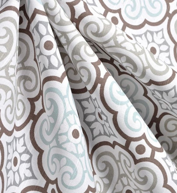 Light Blue Brown Gray Curtain Panels Window Treatments Image 0
