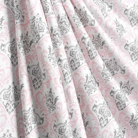 Items similar to Pink Gray Curtain Panels Pink Nursery Curtains Window Treatments Baby Girl