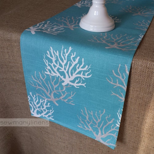 Blue Table Runner Aqua Spa Blue Runner Table Centerpiece Etsy