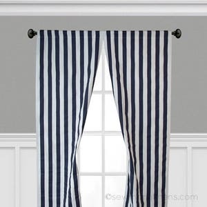Navy Blue Curtains Navy Stripe Curtain Panels Window Treatments Custom Drapes Nautical Home Decor Shade Valance Kitchen Nursery Curtains
